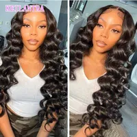 Lace Wigs Front Human Hair For Women 30 32 Inch Loose Wave 4x4 Closure Wig HD Transparent Brazilian Remy Natural Color 180% Kend22