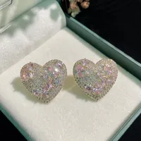 Designer Women Heartring Heartrings Coreano Ear Stud Moda S925 Carino Orecchino donna con diamante Sparkly Orecchini per borchie Bling Anello per orecchio di zircone colorato