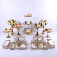 3pcs-13pcs stand de pastel conjunto hermoso bandeja de 3 niveles cupcake de cupcake herramientas de decoración de la boda espejo acrílico acrílico otros297h