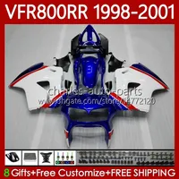 Bodywork para Honda VFR800RR Interceptor VFR 800RR 800 CC RR 98-01 Corpo 128No.8 800cc VFR-800 VFR800 RR 98 99 00 01 VFR800R 1998 1999 2001 Fairings Kit Blue
