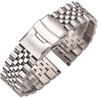 Roestvrijstalen horlogebakarmband 18 mm 20 mm 22 mm 24 mm vrouwen heren zilveren massieve metalen horlogeband accessoires 2206222222