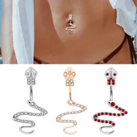 Snake Belly Button Ring Colorful Crystal Surgical Stainless Steel Navel Piercing Rings Body Jewelry