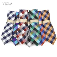 Mode Plaid Striped Slips 8cm Navy Polyester Man Office Formell Tie Business Tuxedo Suit Shirt Cravat Gift för Män Tillbehör 220409