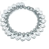 Chain Sterling Silver 925 Classic Fashion Silver Heart Card Bracelet Bracelet Jewelry Holiday Gift 200925
