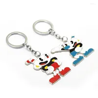 Keychains HSIC 2 Styles Cuphead Keychain Metal Cup Head Key Ring Car Holder Anime Figure Chains For Men Women Llavero HC12779 Fred22