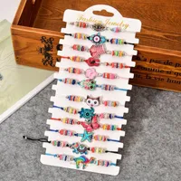 Pulseras de encanto Joyas de moda Pulsera bohemia Mujeres Aleación Aleación Droppando Aceite Cristal Beads Woven Rope Palm SkullCharm
