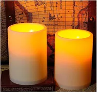 6pcs lot 3x4 Inches Flameless Plastic Pillar Led Candle Light With Timer Candle Lights Battery Operated Candle Acc qylRuZ300e
