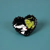 Sweet Love Mariée Enamel Épingle Badge en forme de cœur Frankenstein Fan Collection Cadeau Personnalité Couple Bijoux