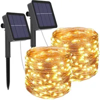 Strings Solar Power Copper Starry String Light Outdoor Garden Waterproof Fairy Garland Lights Christmas Party Lamp DecorationLED LED