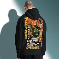 Powstanie mężczyzn Hip Hop Japońskie harajuku kreskówki Monster Streetwear Tops Botton Overized Hiphop Bluzy Bluzy 201113