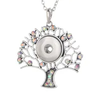 Collares colgantes Snap Jewelry Tree of Life Necklace Fit 18mm Botón para las cadenas de las mujeres 5154