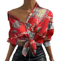 Рубашка для женских блузок рубашки цифровой печати женская элегантная футболка с цветочным припечатка