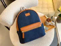 Классический рюкзак Mummy 4 размеры ретро джинсовая лоскутная кожа глубоко синие сумки Высококачественные на открытом воздухе практические рюкзаки модная школьная сумка