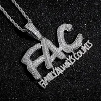 Pendant Necklaces Hip Hop Out Zircon Letters FAC Family Always Counts Necklace For Men Fashion Gothic Party Jewelry Drop