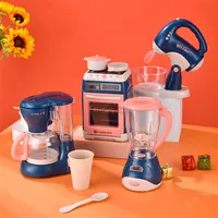 Kitchen Kids Play House Simulation Electric Life Household Appliances with Light Sound Bread Maker Oven Coffee Machine Girl Toys 220420