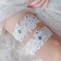 Gartières Elegant Bridal Blue Alloy Gemstone Lace Garter Garter Sexy Cuit Ring Prom Cosplay Bridesmaid Robe Accessoires Accessoires de mariage