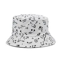 Stekende rand hoeden mode witte muziek notitie emmer zon caps hiphop man womens visser 220330