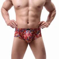 Underbyxor Man Boxer Underkläder Låg midja Boxershorts Färgglada Utskrift Män Sexig Super-Elastic Shorts Black Pantie