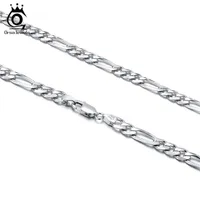 Correntes Orsa Jóias Mulher Mulher Figaro Colar Chain de 5 mm Corte de diamante 9221c