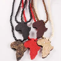 Pendant Necklaces Wooden Necklace Good Wood Africa Map Hip Hop For Men And WomenPendant Godl22