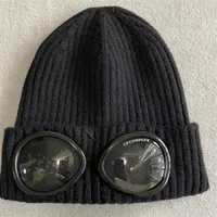 Óculos de duas lentes Goggles gorros homens malha chapéus tampas de crânio ao ar livre uniesex gaiola de inverno preto bonnet gorros319w