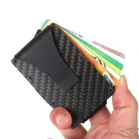 Mens Carbon Fiber Money Clip Aluminum RFID Blocking Mini Minimalist Wallets Purse Credit Card Holders Business Slim Travel Wallets C0803G04