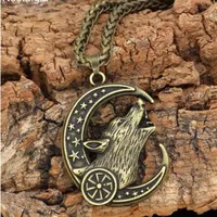 Wolf Amulet Moon Star Wicca Witchcraft Pagan Jewelry Slavic Kolovrat Pendant Necklace Talisman287Q