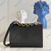 Real Cowhide S/M Twist Leather Wallet Water Ripples Chain Bag Women Axel Crossbody Bags Designer Handv￤skor H￶gkapacitet Messenger V￤skor Fashion Lady Handv￤ska