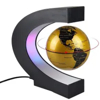 Novelbelysning C Form magnetisk levitation flytande jordklot Världskarta med LED -lätta gåvor Skolans undervisningsutrustning Hemma kontorsdekorationsdekoration