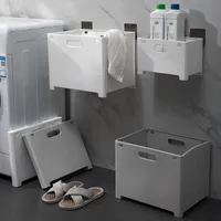 Caixas de armazenamento cestas de roupas sujas dobráveis ​​montadas na parede banheiro doméstico banheiro sujo de roupas sujas