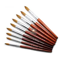 Çiviler Fırça Kırmızı Ahşap Saplı Üstün Kalite Klasik Tasarım Kolinsky Akrilik Tırnak Farklı Boyutları ile Sanat Fırçalar