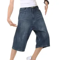 Bol jeans şortu erkek hip hop 2017 yeni moda artı beden kaykay buzağı uzunluğu denim şort 042701313r