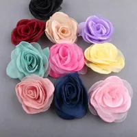 Dekoracyjne kwiaty wieńce 10pcs/działka 10 colors Tiul Rose Szyfonowy kwiat dla dzieci