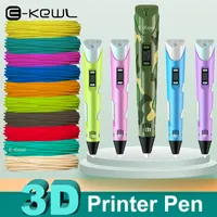 E KEWL 3D 프린터 펜 PLA 필라멘트 인쇄 3 D 낙서 DIY 드로잉 아동용 장난감 생일 선물 220704