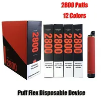 OEM Original PUFF FLEX 2800 Puffs E cigarette Disposable Vape Pen 1000mAh Battery 10ML Pods Cartridge Prefilled e Cigs Vaporizers Portable Vapor Devcice