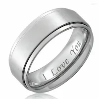 Pierścionki ślubne 6/8 mm Titanium Steel Ring „I Love You” Band Para Lover's Biżuteria dla mężczyzn Kobiet Prezenty rocznicowe