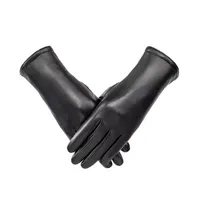 Five Fingers Gloves Ladies Women Genuine Leather For Sport Driving Cycling Fashion Black Vintage Winter WindProof Thermal