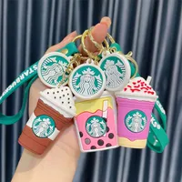 Fest Favor Creative Cute Pendant Small Gift Starbucks Bear Milk Tea Cup Keychain Car Accessories Gift M￤n och kvinnor Par Bag dekorationer