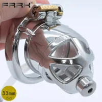 FRRK Metal Male Chastity Cage 2.6&quot; Steel Penis Ring Cock Lock Bondage BDSM sexy Toys for Men Popular Adult Supplies Shop