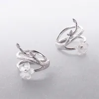 Thaya witte kersenbloesem 925 zilveren clip oorbellen bloem ronde manchet oorbellen zonder piercing voor vrouwen elegante fijne sieraden