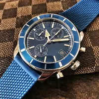 Relógio masculino à prova d'água quartzo 43mm Silicone Strap Blue Business Fashion Moda Super Ocean Watch 904L