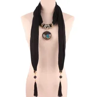 Collares colgantes colgantes joyas de algodón bufanda mujer/damas moda vintage long y sólido estilo bohemio 170 40cmpended