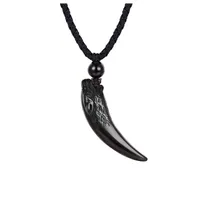 Подвесные ожерелья натуральная энергия камень гравированная черная обсидианская исцеляющая галстука Amkip Amkip