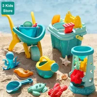 Summer Outdoor Games Beach Excessories Children's Sand Play Water Beach Baby Toy Gifts Four Wheeled Cart Hourglass Toys for Kids 220725