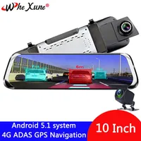 Whexune 4G 10 "IPS Android 5.1 Car DVR Camera Adas Mirror Dash Cam Enregistreur vidéo Full HD Miroir Miroir WiFi GPS Registrar221C
