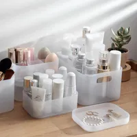 Aufbewahrungsboxen Mülleimer Make -up -Box Mattes klares Kunststoffkompartiment Schreibtisch Artefaktbehälter Kosmetischer Organizer