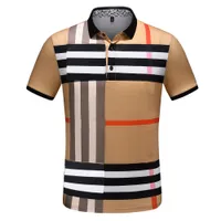 2022 Tasarımcı Lüks Erkekler Polo Gömlek T-Shirt Moda İş Gündelik Kısa Kollu% 100 Pamuklu İngiltere Yüksek Kaliteli Nefes Bitkis Beklenebilir Ekose Striped Yaz Elbise M 3XL
