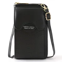 HBP-Geldbörse Brieftasche Reißverschluss Taschen Frauen Brieftaschen Leder Kartenhalter Tasche Lange Frauen Tasche Münze Geldbörsen schwarz