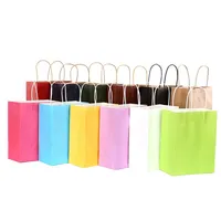 10/30/80pcs Kraft Paper Bag With Handles Festival Gift for Christmas Wedding Birthday High Quality Shopping S 220427