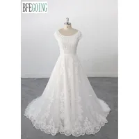 Other Wedding Dresses Ivory Lace Tulle Scoop Cap Sleeves Floor-Length A-Line Gowns Chapel Train Custom Made Bridal DressesOther OtherOther